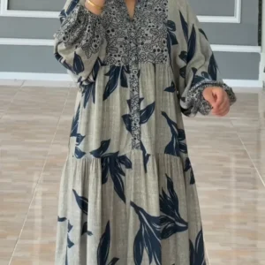 Lässiges Kleid mit Lanternärmeln und Druck für einen trendigen Stil