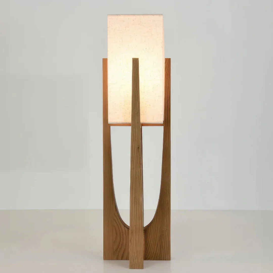 Elegante Japanischer Stil Stehleuchte mit warmem Holzfinish – Bild 7
