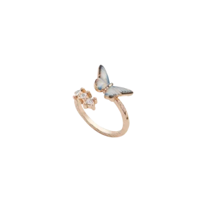 Enamel Blue Butterfly Ring