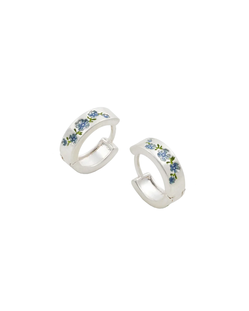 Forget Me Not Silver Mini Hoop Earrings