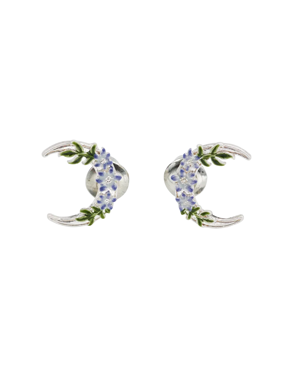 Silver Nightshade Moon Stud Earrings
