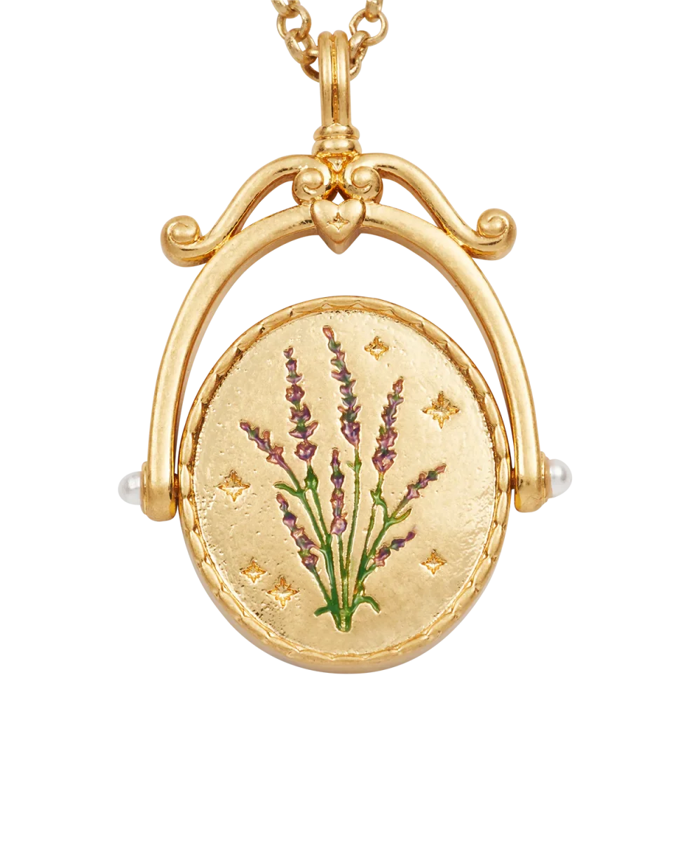 L Initial Lavender Gold Spinner Necklace – Bild 4