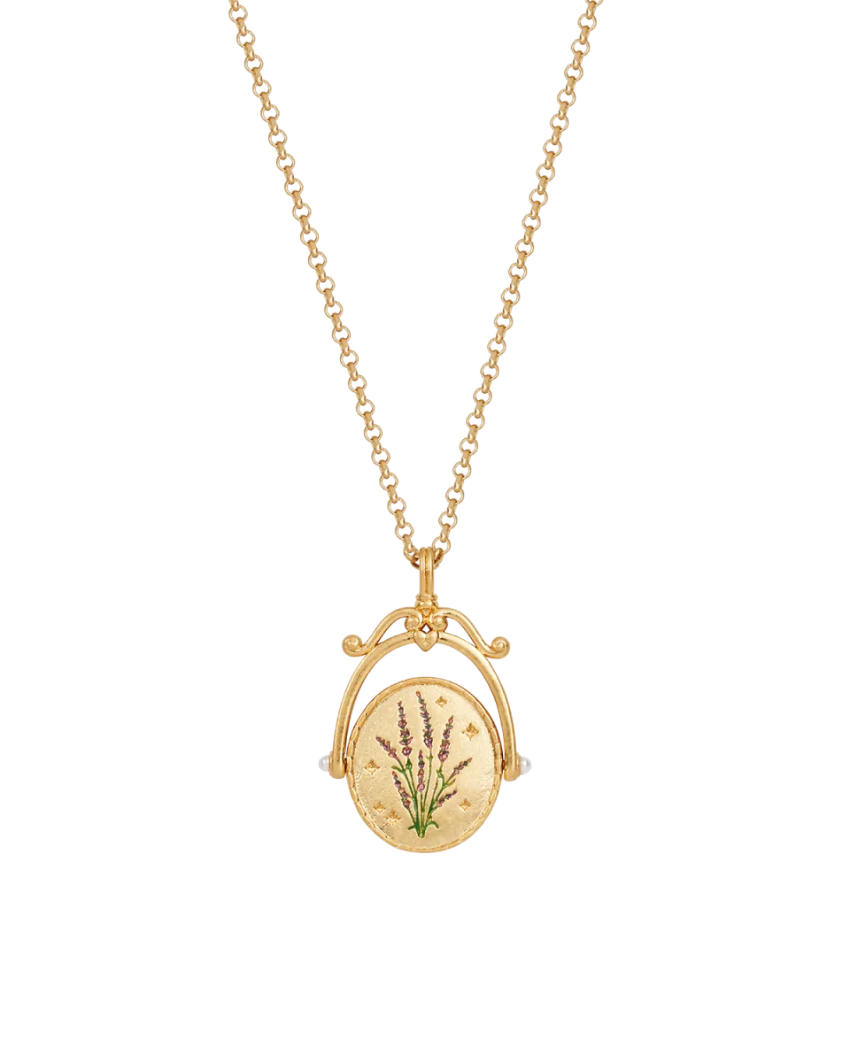 L Initial Lavender Gold Spinner Necklace – Bild 7