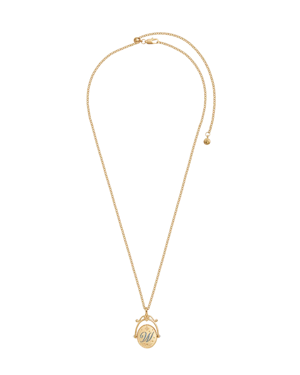 W Initial Water Lily Gold Spinner Necklace – Bild 6