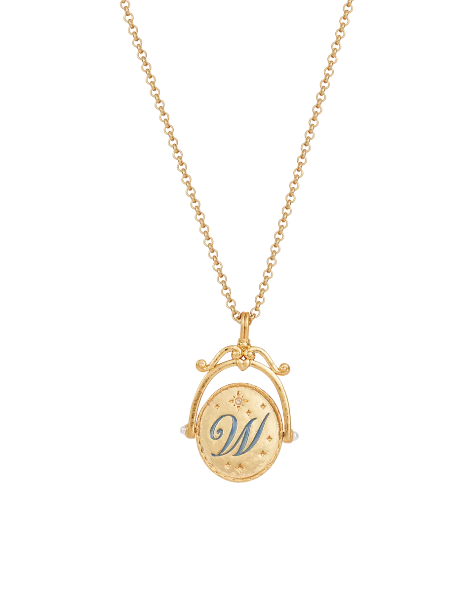 W Initial Water Lily Gold Spinner Necklace – Bild 5