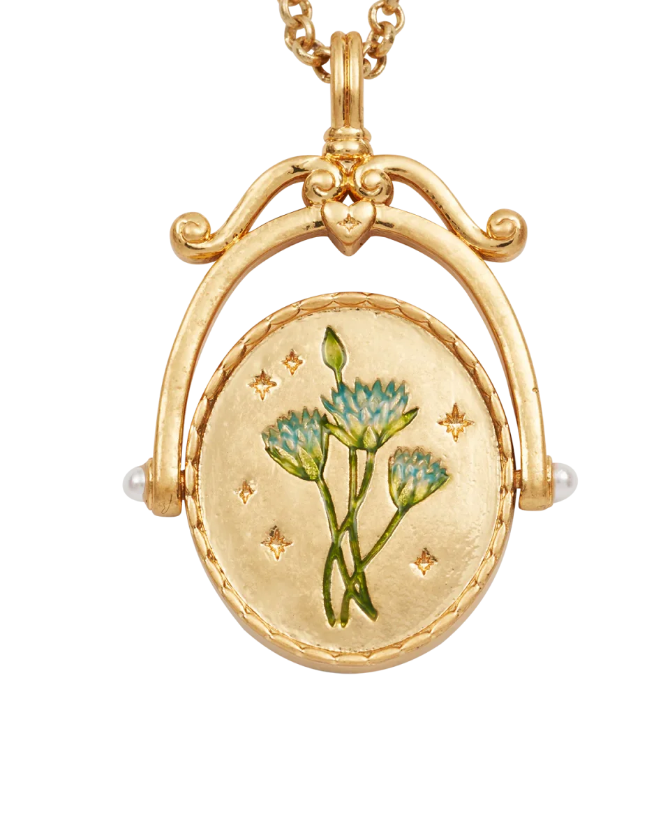 W Initial Water Lily Gold Spinner Necklace – Bild 4