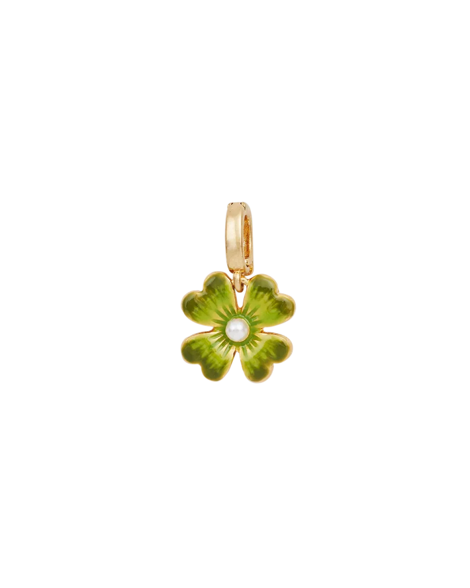 Gold Lucky Clover & Pearl Charm