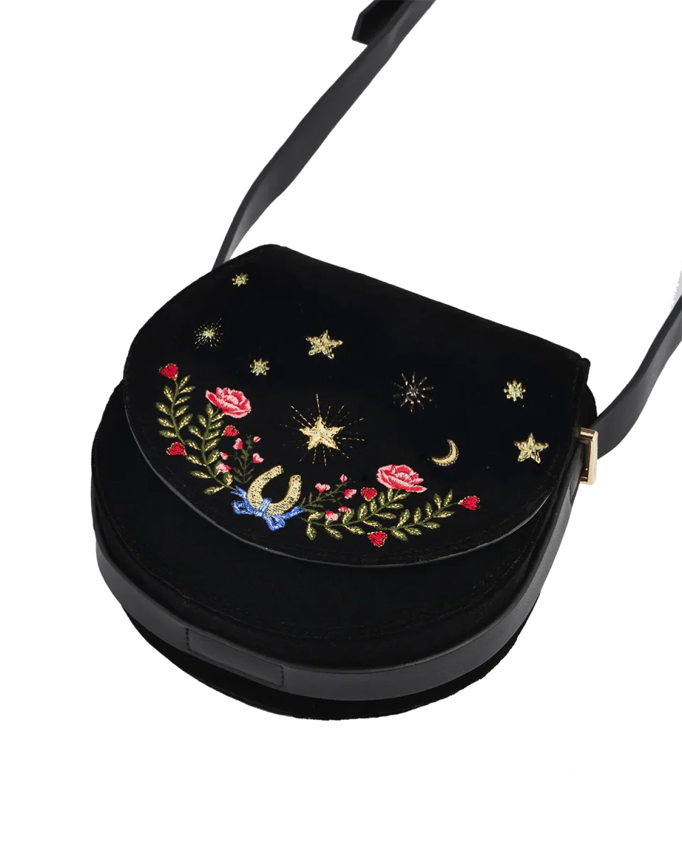 Kate Celestial Embroidered Black Velvet Saddle Bag – Bild 5