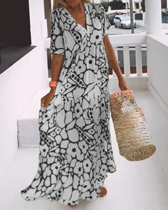 Elegantes Bohemästischer Stil Blumen-Kleid – Bild 6