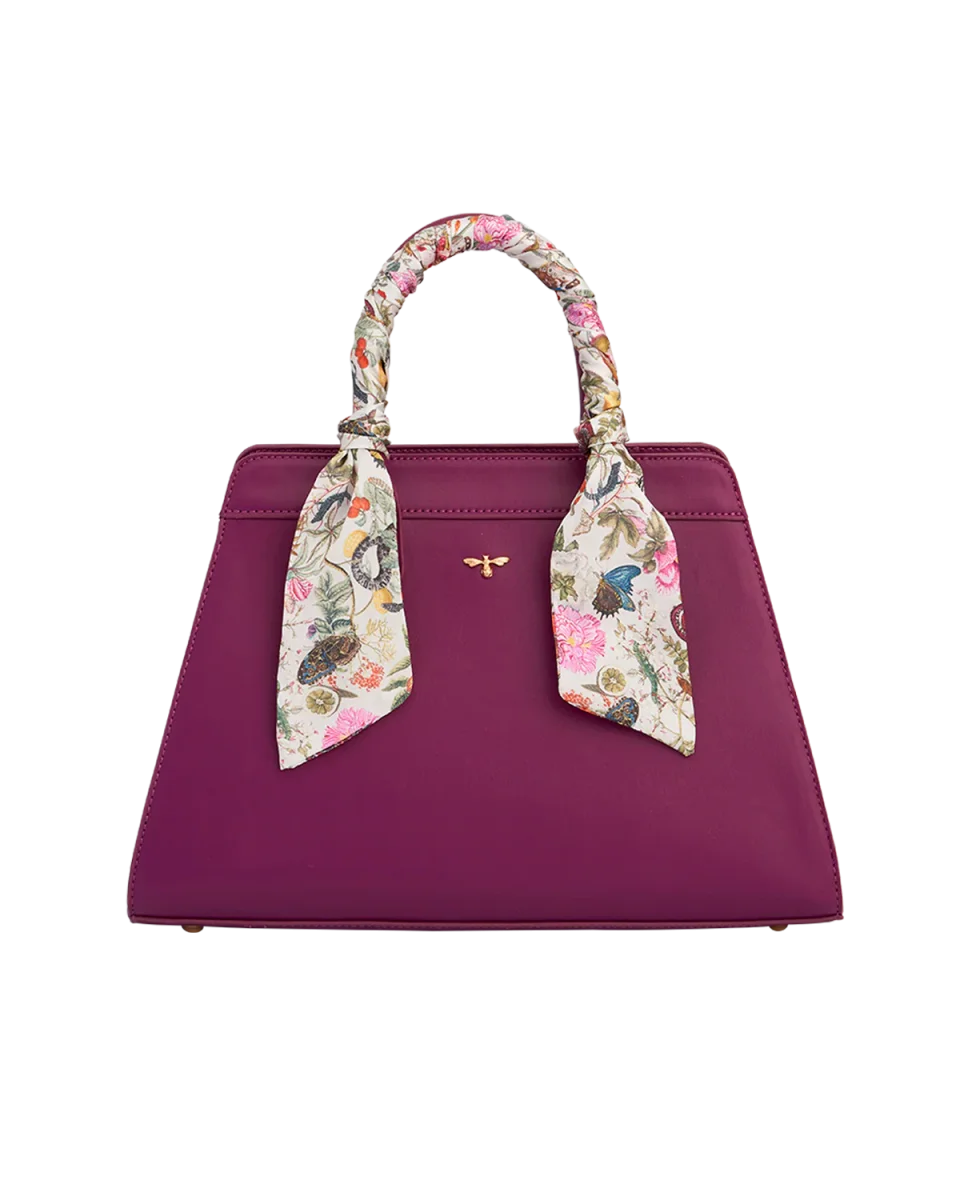 Floral Engravings Large Plum Tote