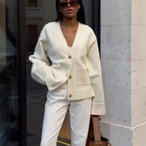 V-Ausschnitt Strickcardigan - Bequemer Tragekomfort, zeitloser Stil