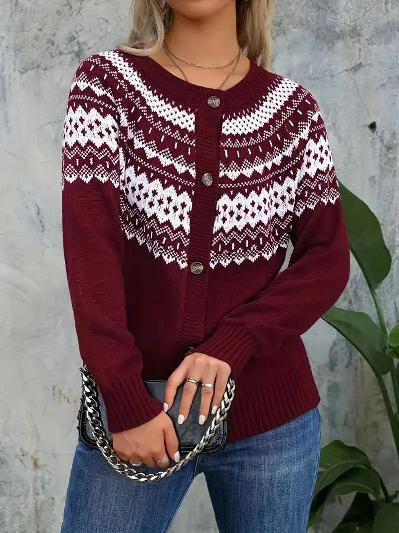 Acryl-Cardigan mit geometrischem Muster Damen
