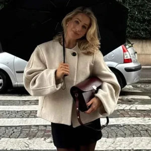 Eleganter lässiger mit Rundkragen und lockerer Passform