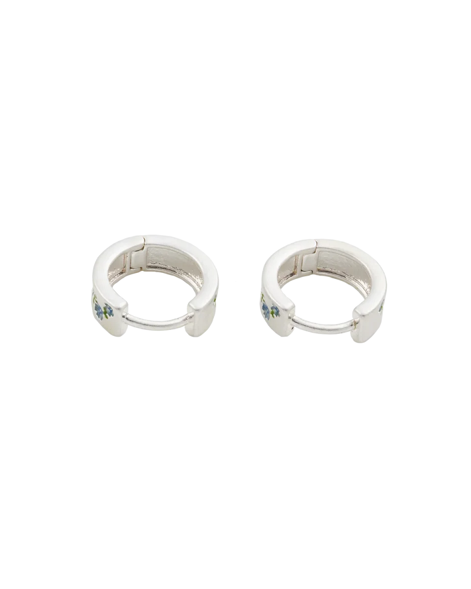 Forget Me Not Silver Mini Hoop Earrings – Bild 8