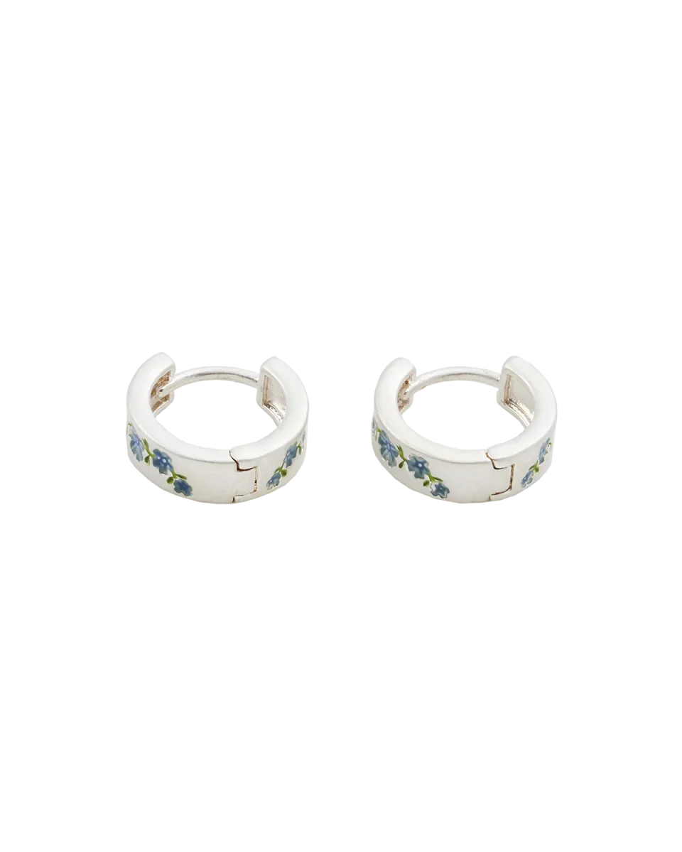 Forget Me Not Silver Mini Hoop Earrings – Bild 7