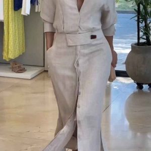 Maxikleid mit V-Ausschnitt Damen