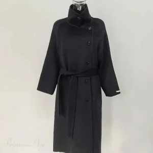 Gewichteter Woll-Turtleneck mit einreihigem Schnitt Übermantel