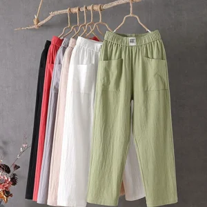 Elegante Leinenhose mit komfortabler elastischer Taille für mühelosen Stil